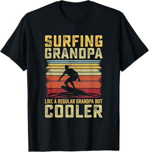 Surfer - Surfing Grandpa like a Regular Grandpa but Cooler T-Shirt - T-Shirt | Black