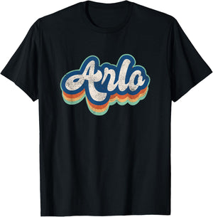 Arlo First Name Boy Vintage Style 70s 80s Personalized T-Shirt - T-Shirt | Black