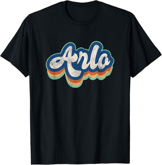 Arlo First Name Boy Vintage Style 70s 80s Personalized T-Shirt - T-Shirt | Black