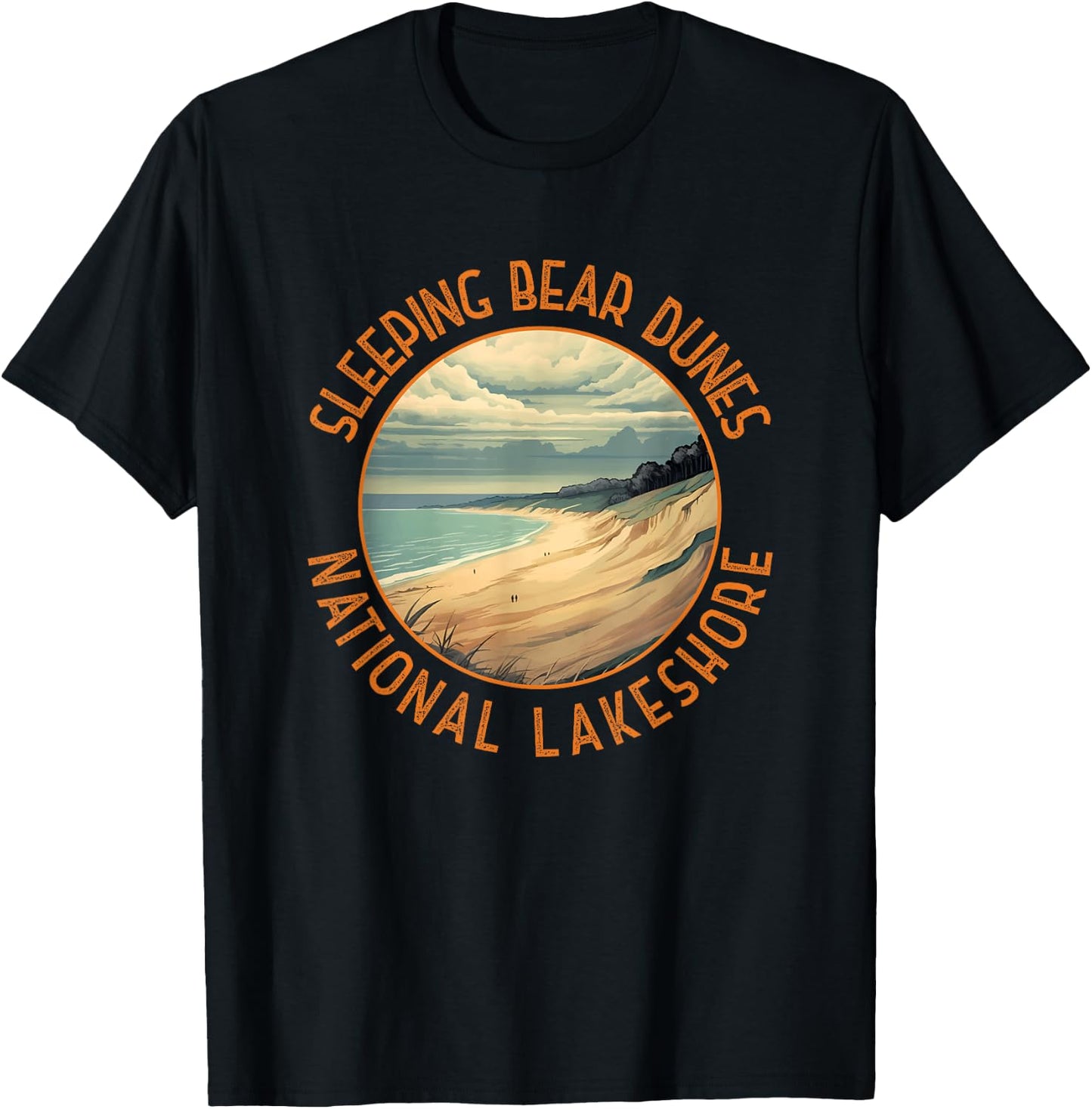 Sleeping Bear Dunes National Lakeshore Distressed Circle T-Shirt - T-Shirt | Black