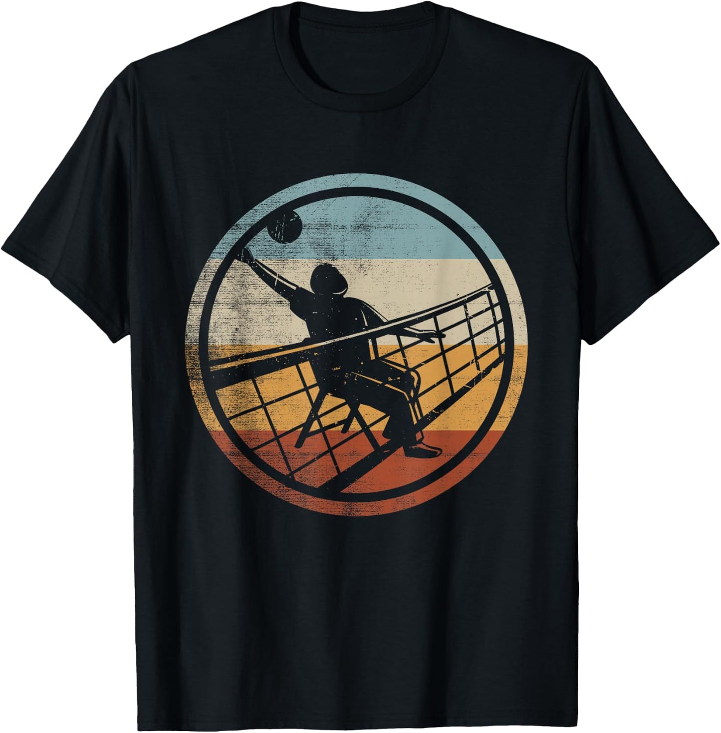 Retro Vintage Volleyballer Design Chair Volleyball T-Shirt - T-Shirt | Black