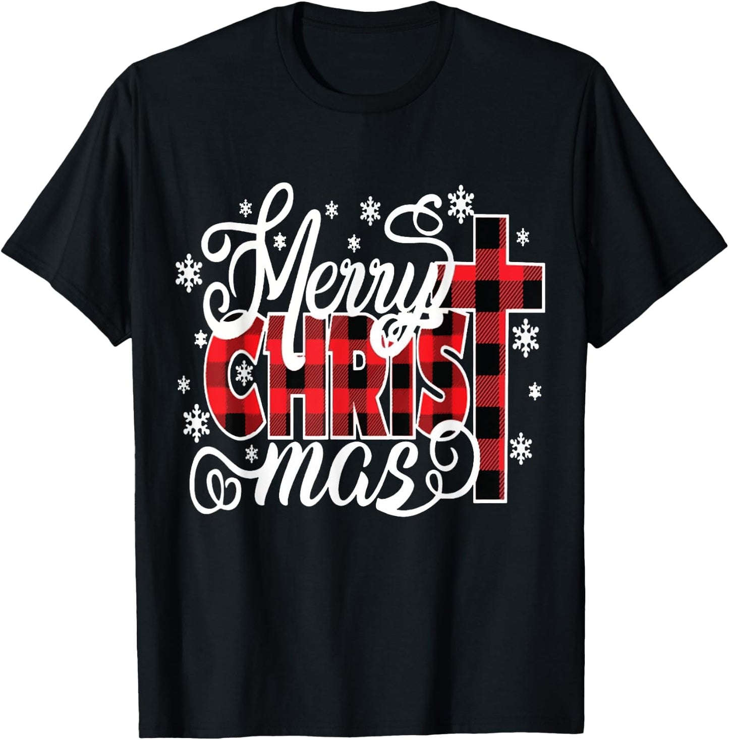 Merry Christ Mas Christian Jesus Christmas PJs Xmas Pajamas T-Shirt - T-Shirt | Black