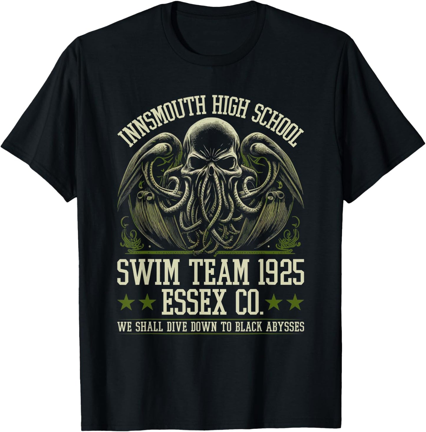 Innsmouth High School Swim Team, Cosmic Horror Cthulhu T-Shirt - T-Shirt | Black