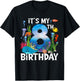 Kids 8 Year Old Ocean Life Whale Dolphin Shark 8th Birthday T-Shirt - T-Shirt | Black