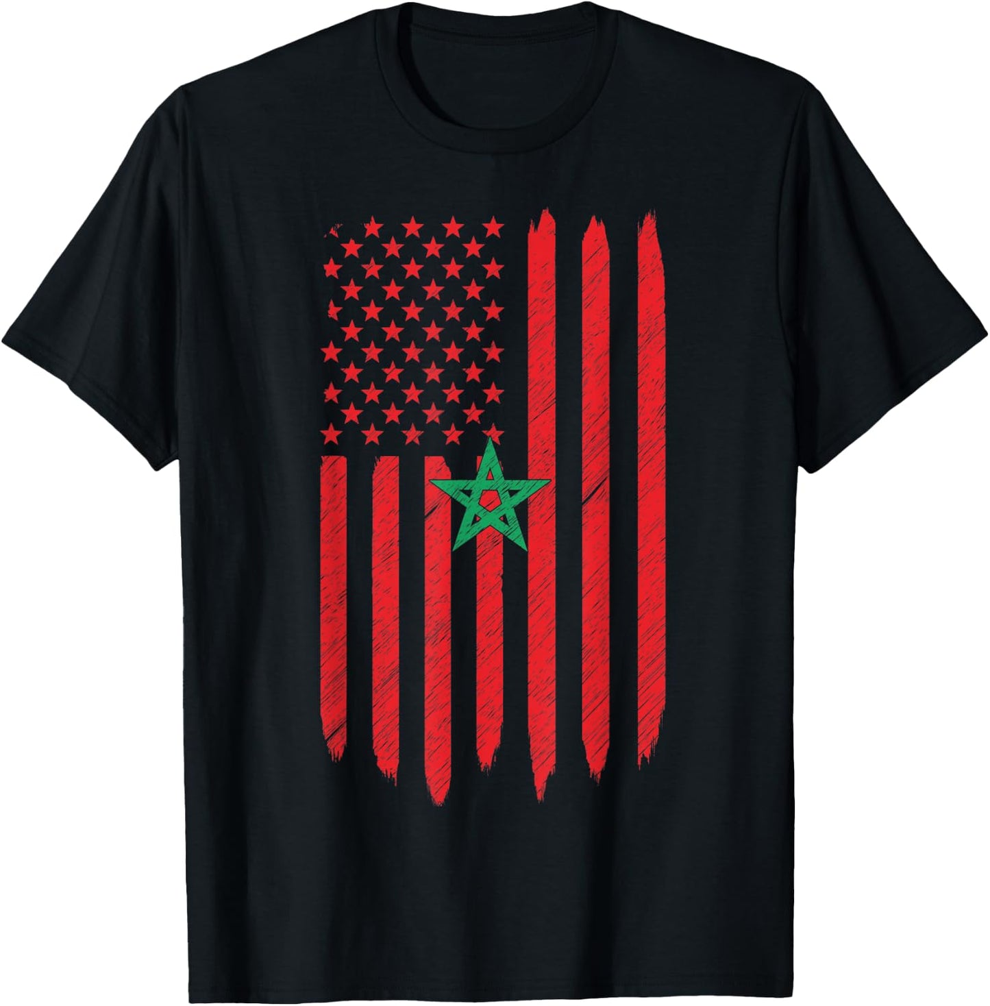 Morocco USA Moroccan American Flag Love Home 4th Of July Kids Men T-Shirt - T-Shirt | Black