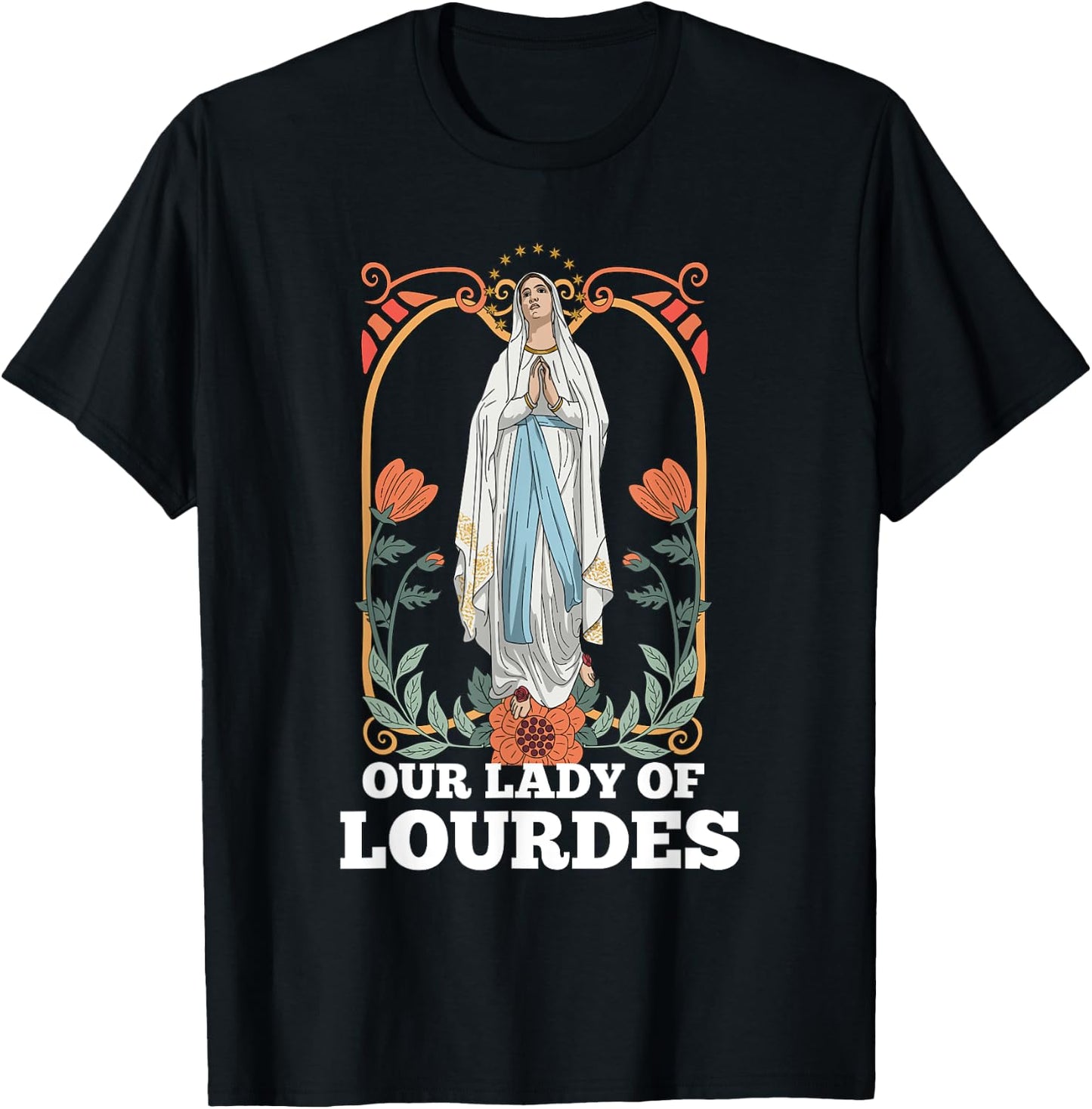 Our Lady of Lourdes Marian Pilgrimage Catholic T-Shirt - T-Shirt | Black