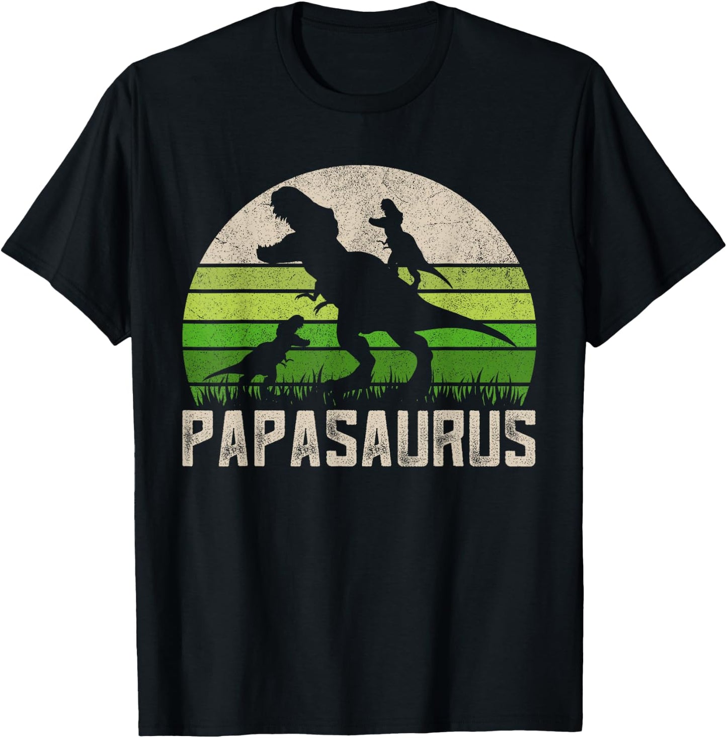 Funny Grandpa Shirts, Papasaurus Dinosaur 2 Kids Fathers Day T-Shirt - T-Shirt | Black