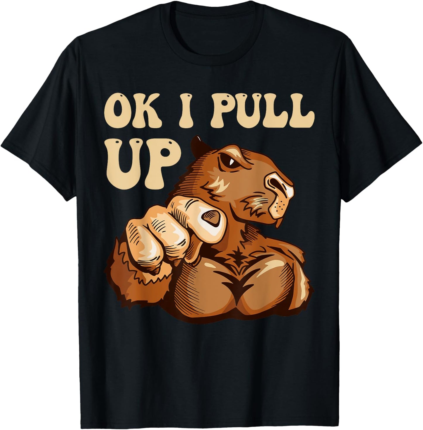 Muscular Gym Capybara Funny T-Shirt - T-Shirt | Black