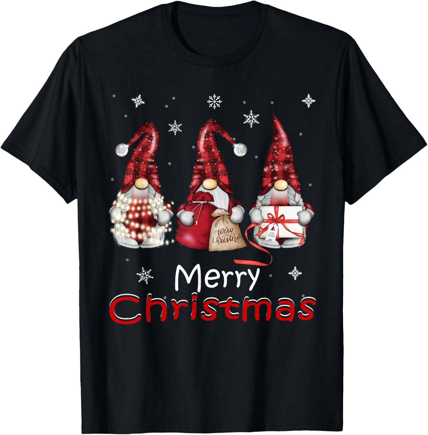 Gnome Gifts Funny Family Christmas Shirts Women 2024 T-Shirt - T-Shirt | Black