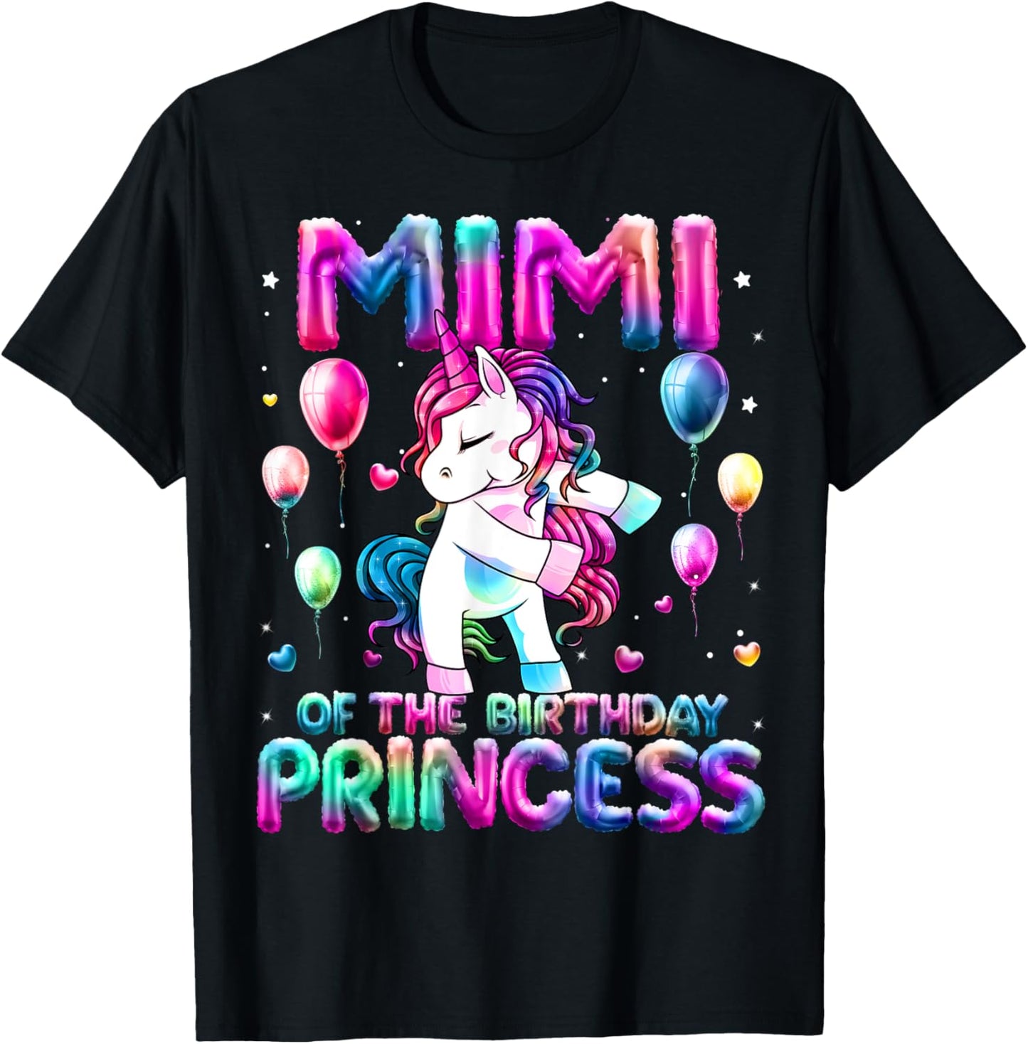 Grandma of the Birthday Princess Girl Flossing Unicorn Mimi T-Shirt - T-Shirt | Black