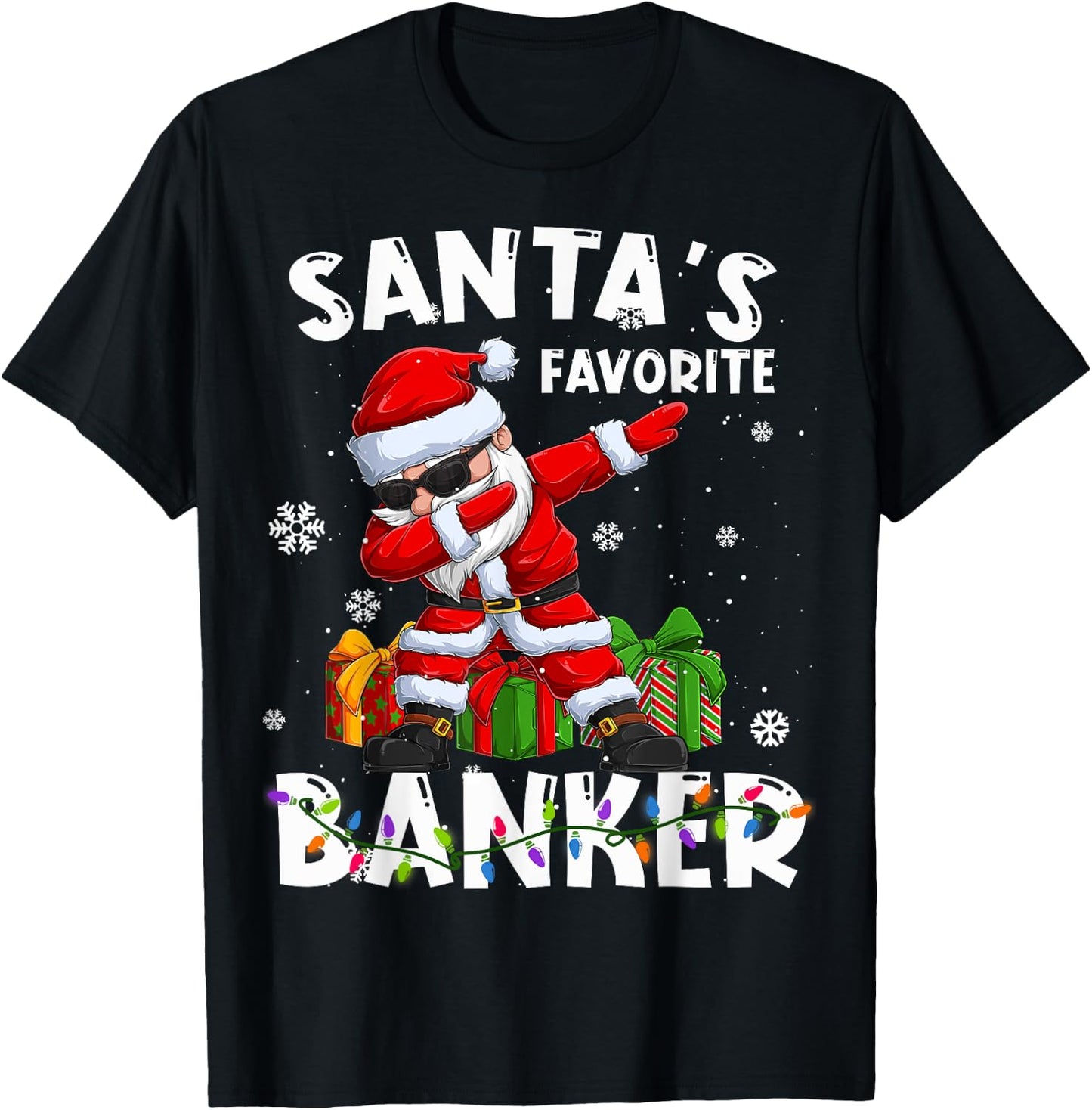 Santa's Favorite Banker Family Matching Group Christmas T-Shirt - T-Shirt | Black