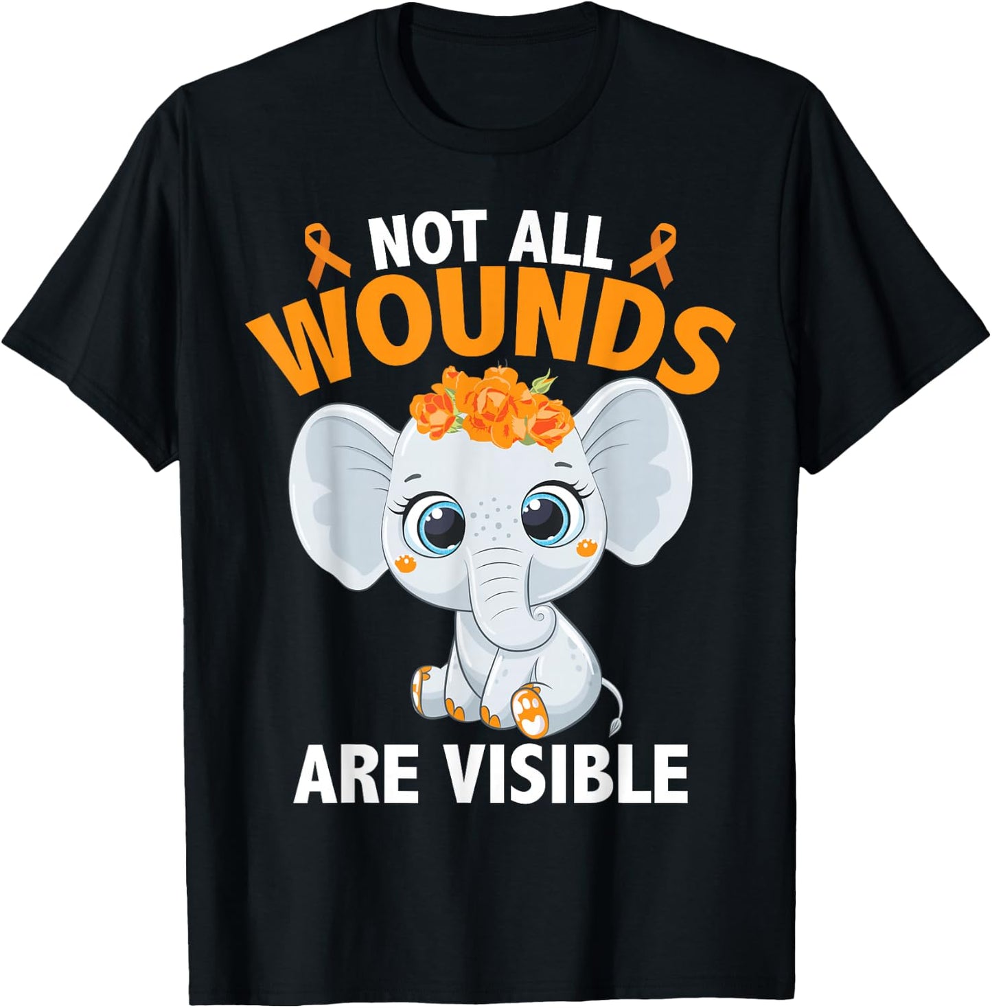 Multiple Sclerosis MS Elephant Not All Wounds Are Visible T-Shirt - T-Shirt | Black
