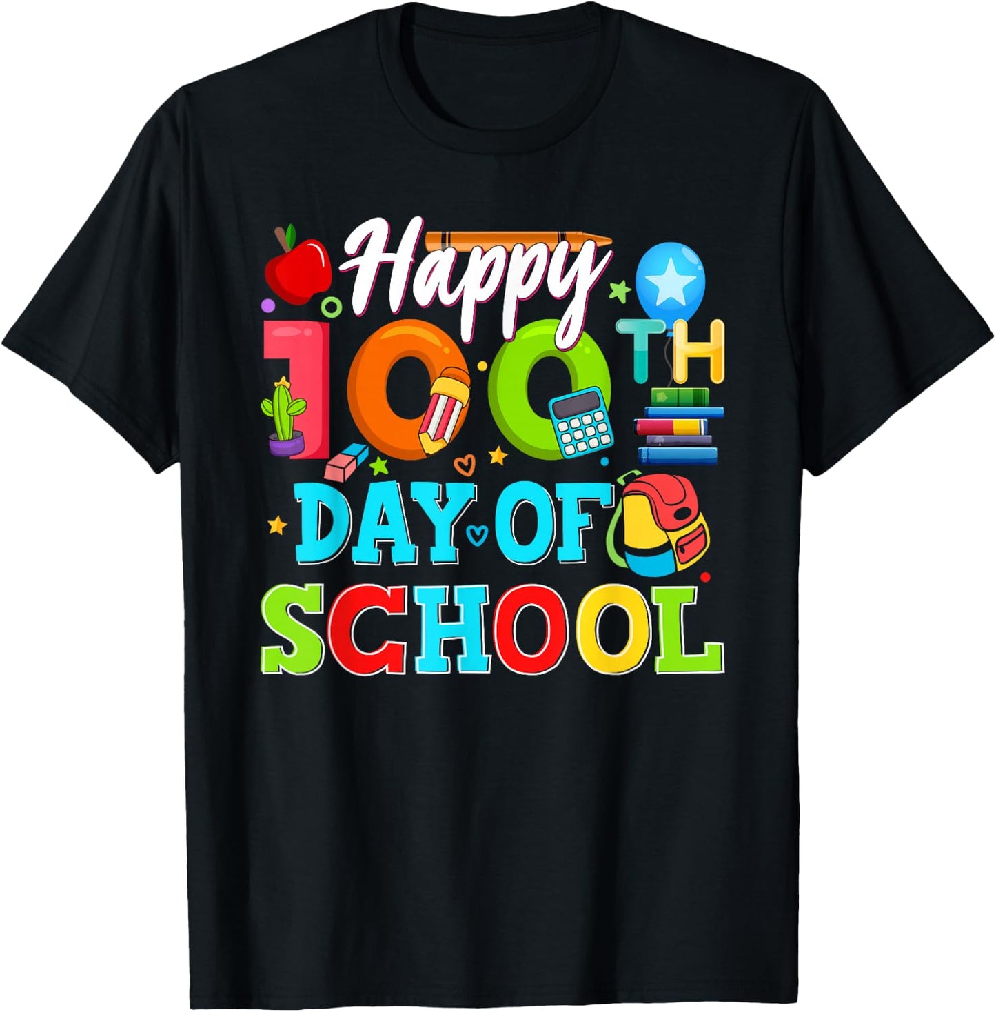Happy 100th Day of School 100 Days of School Teacher Student T-Shirt - T-Shirt | Black