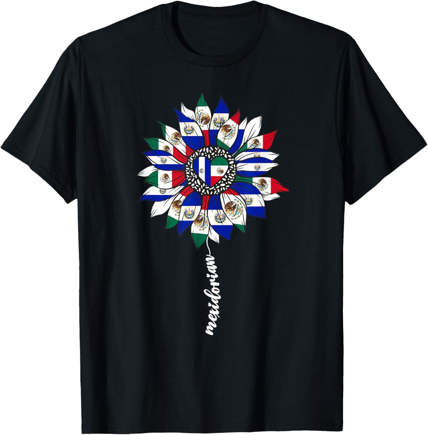 Half Mexican And Salvadorian Mexico El Salvador Flag Girl T-Shirt - T-Shirt | Black