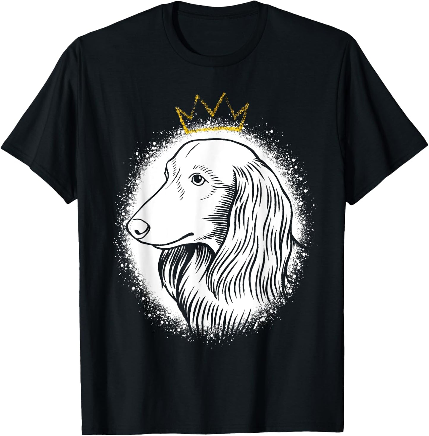 Longhaired Dachshund with Crown T-Shirt - T-Shirt | Black