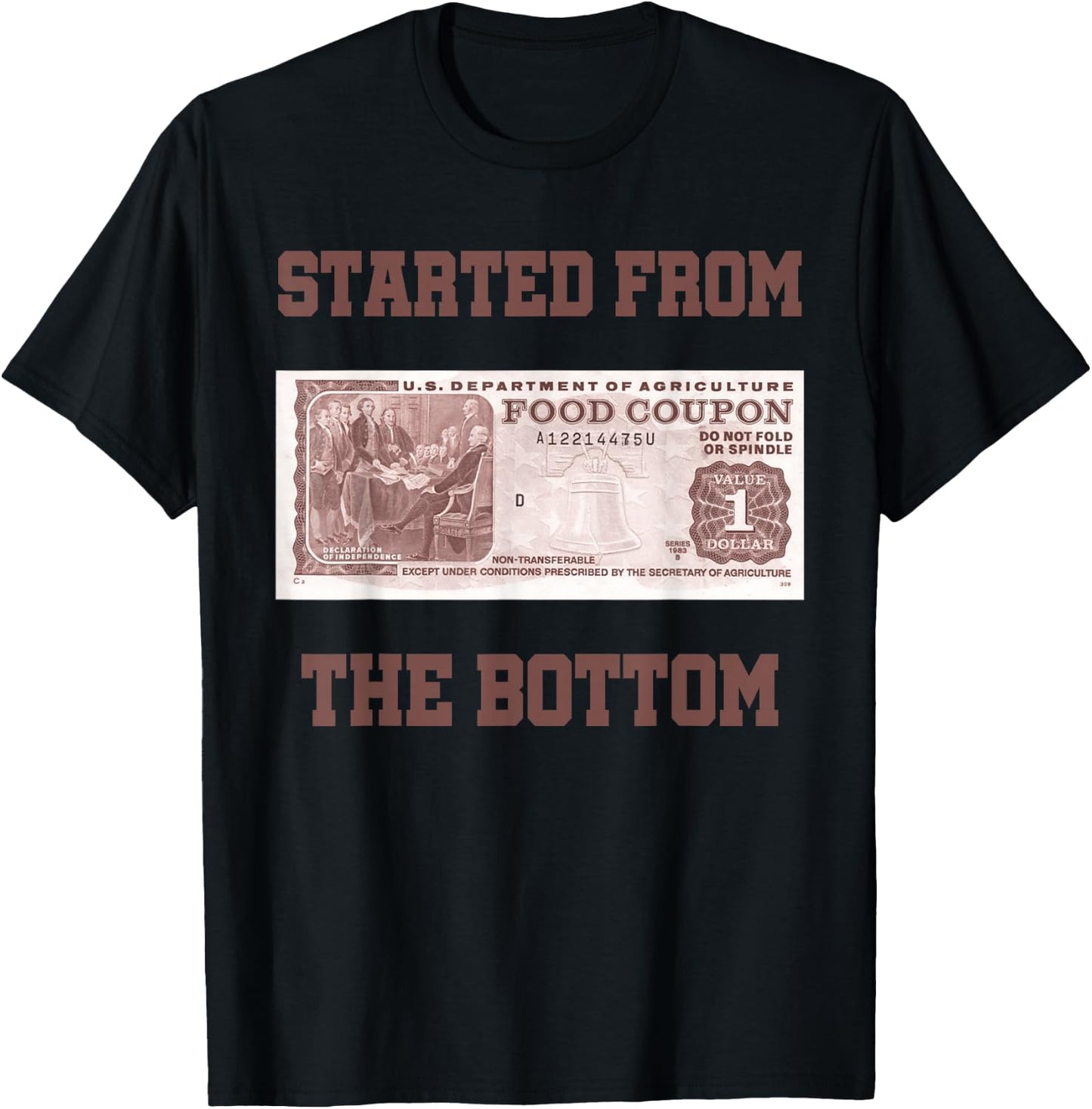 Started from Bottom Food Stamp Coupon Apparel T-Shirt - T-Shirt | Black