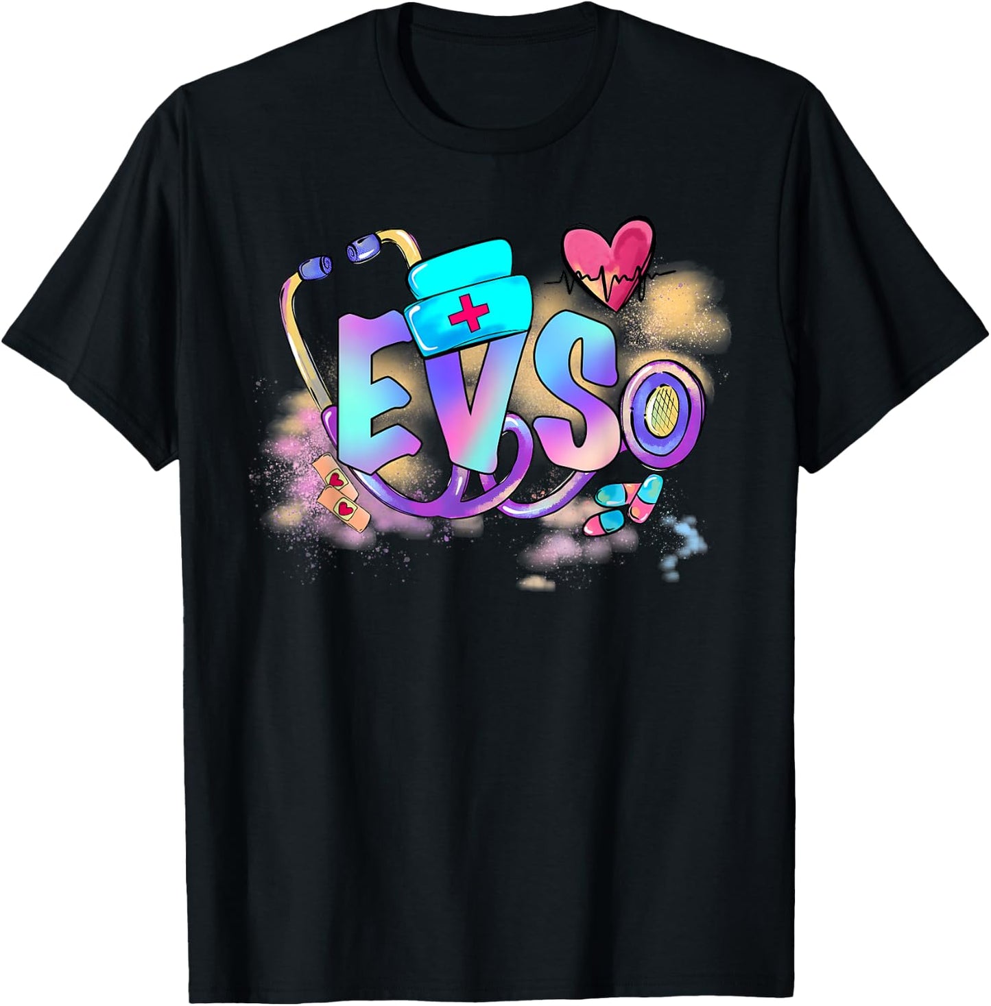 Tie Dye EVS Worker Funny EVS Nurse Day Nurse Week T-Shirt - T-Shirt | Black