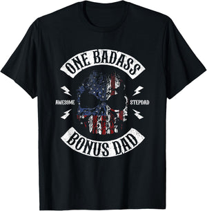 One Badass Bonus Stepdad Birthday Step Dad Fathers Day T-Shirt - T-Shirt | Black