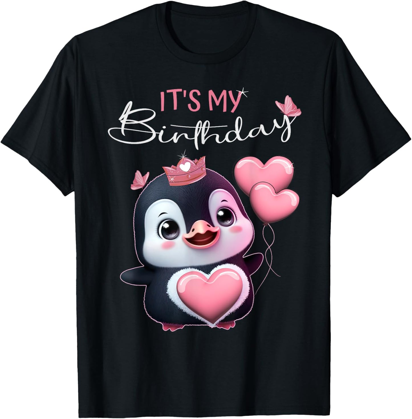 Birthday Shirt Penguin - It’s my Birthday and Girl T-Shirt - T-Shirt | Black