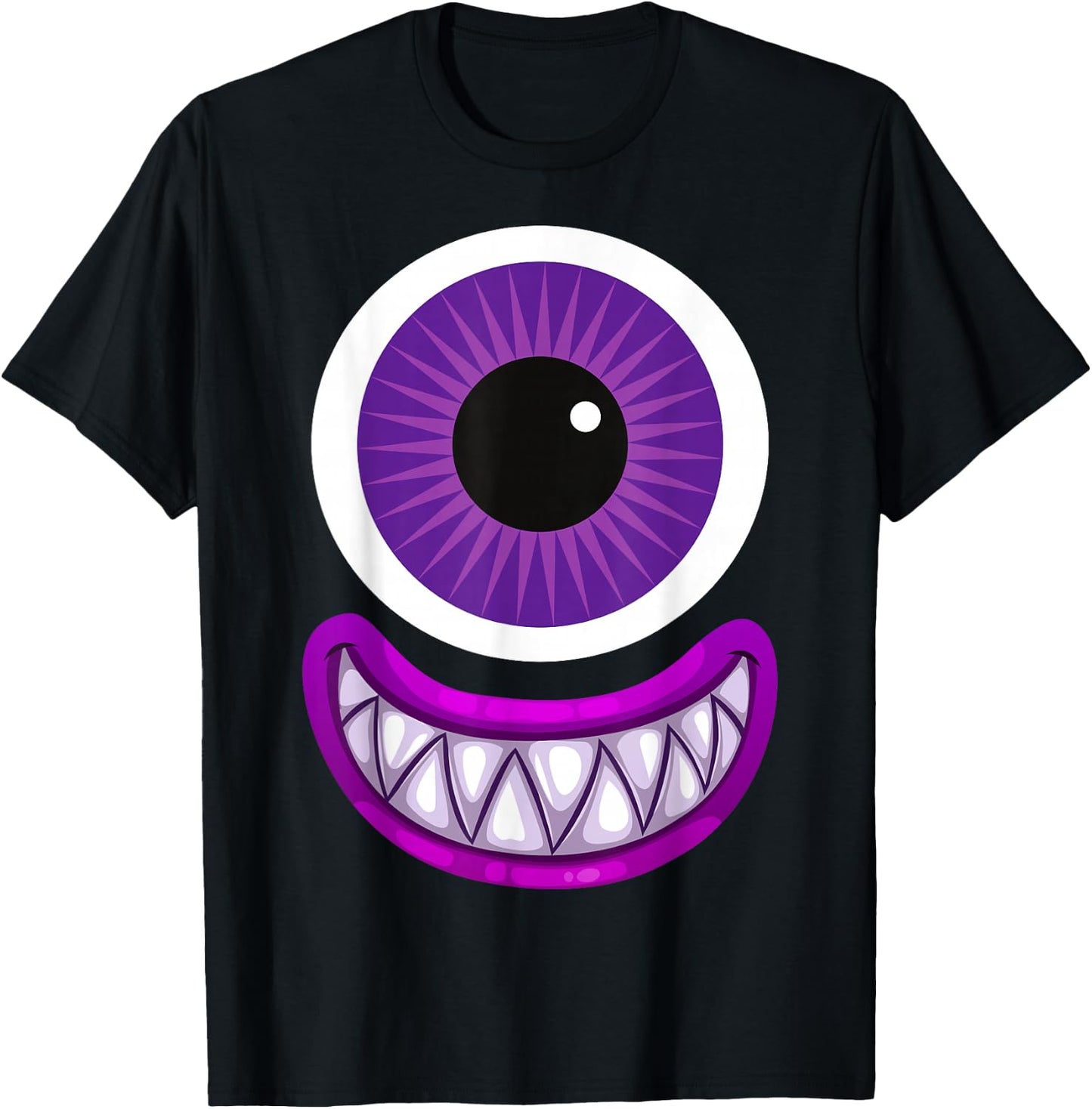 Purple Cute Monster Face Men's Women's Costume Halloween T-Shirt - T-Shirt | Black