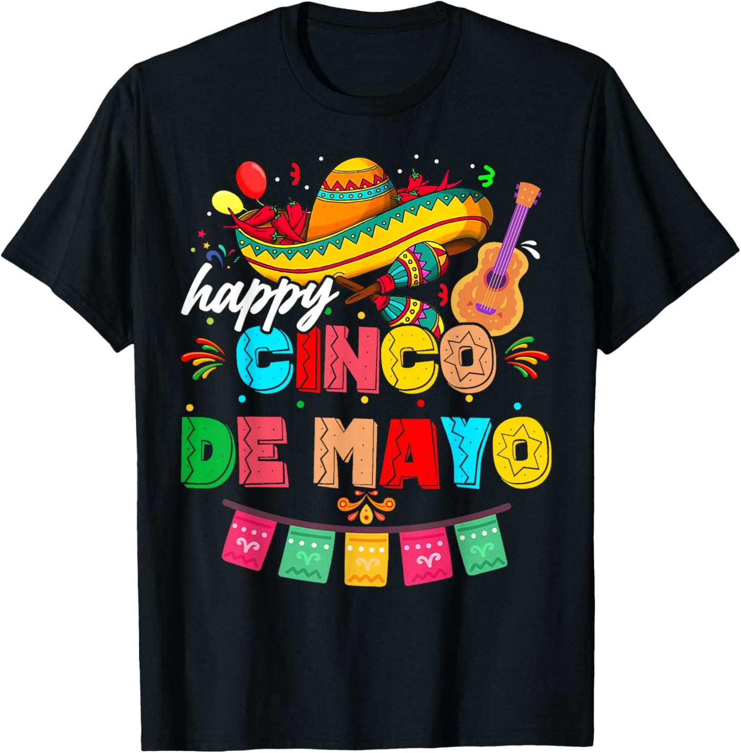 Happy 5 De Mayo Lets Fiesta Viva Mexico Cinco De Mayo Man T-Shirt - T-Shirt | Black