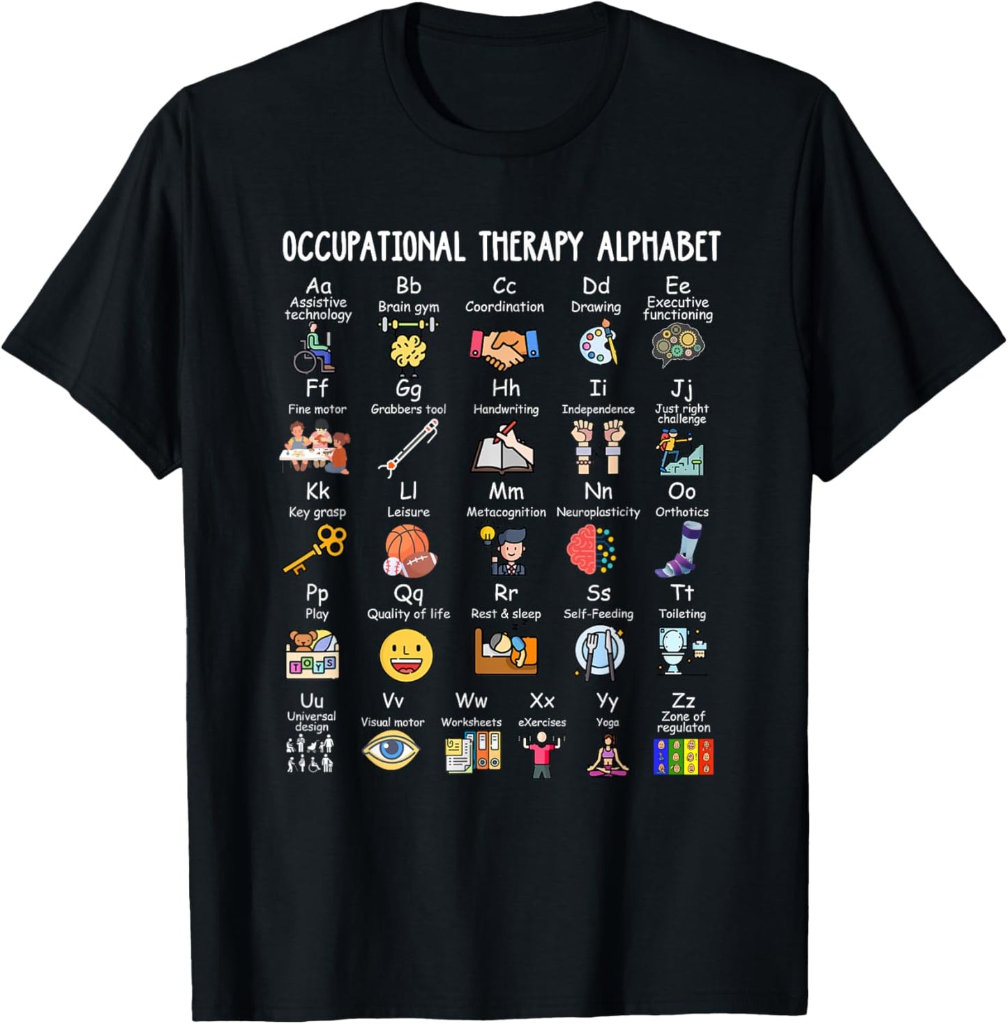 Occupational Therapy Alphabet OTA Funny Teacher Lover ABCs Men Women Kids T-Shirt - T-Shirt | Black