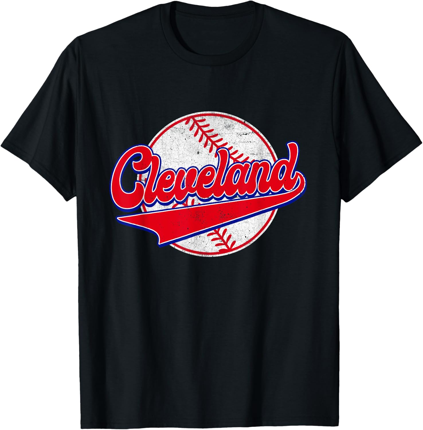 Cleveland Cityscape Vintage Baseball Men Women Kids T-Shirt - T-Shirt | Black