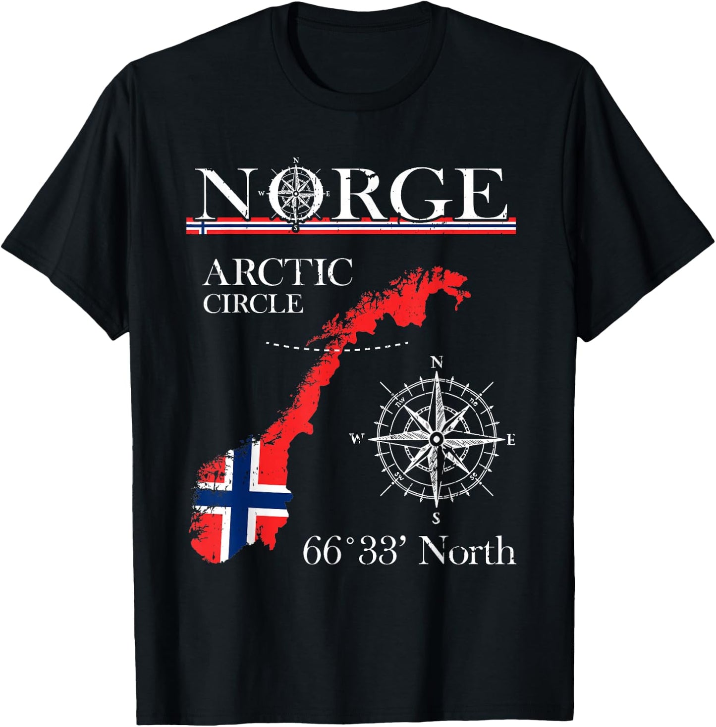 Norge Arctic Circle - Polar North Norway Norwegian Flag T-Shirt - T-Shirt | Black