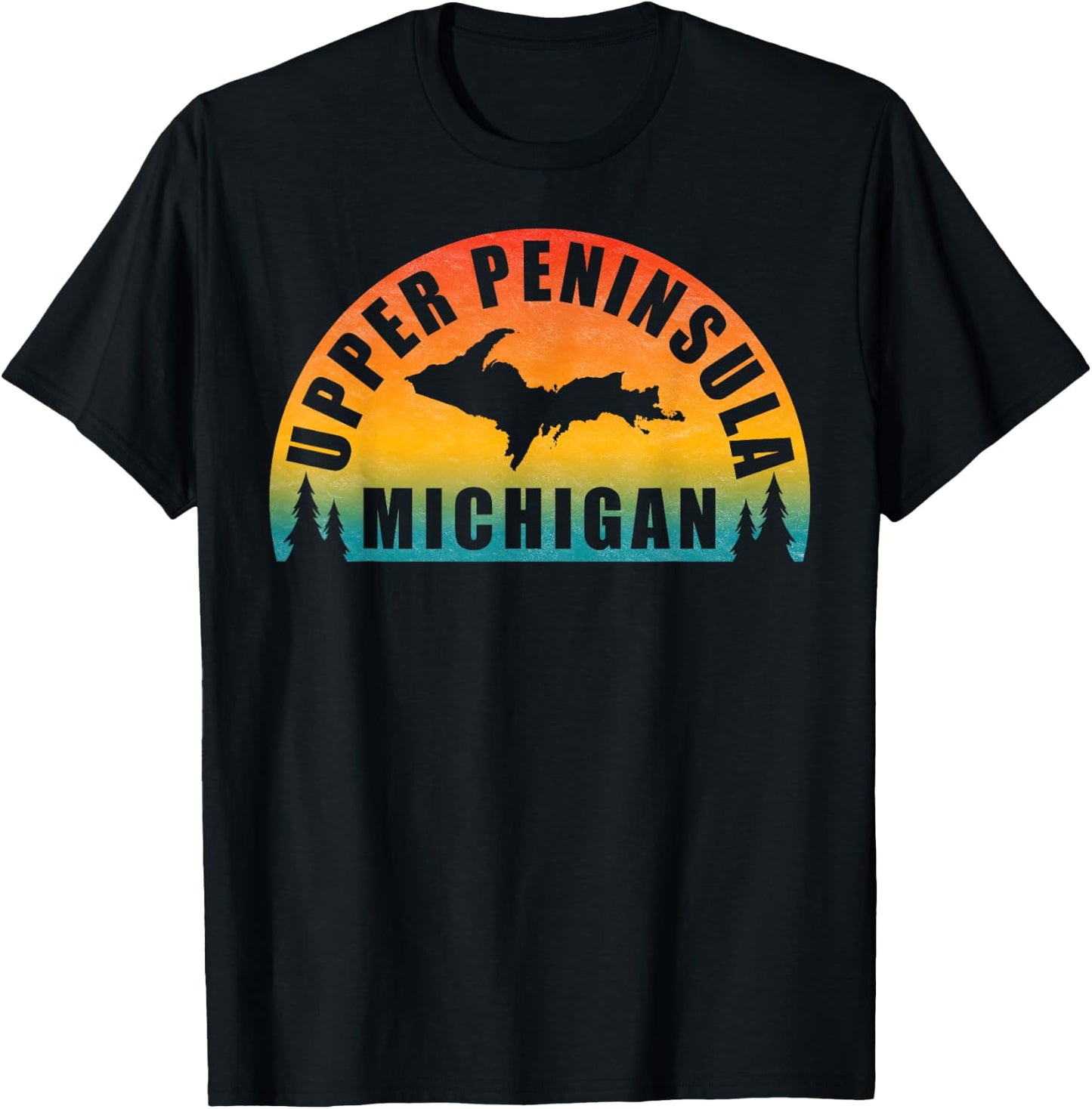 Classic Upper Peninsula of Michigan Sunset Style T-Shirt - T-Shirt | Black