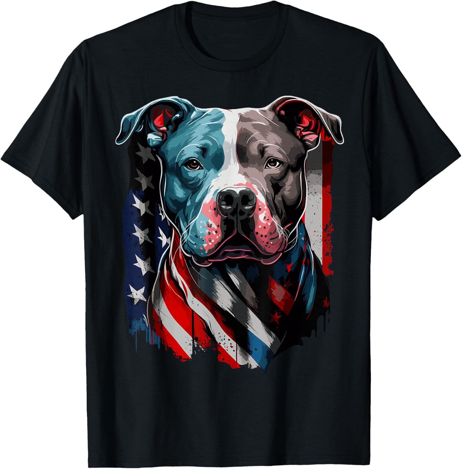 American Pitbull Terrier USA Flag Patriotic Dog T-Shirt - T-Shirt | Black