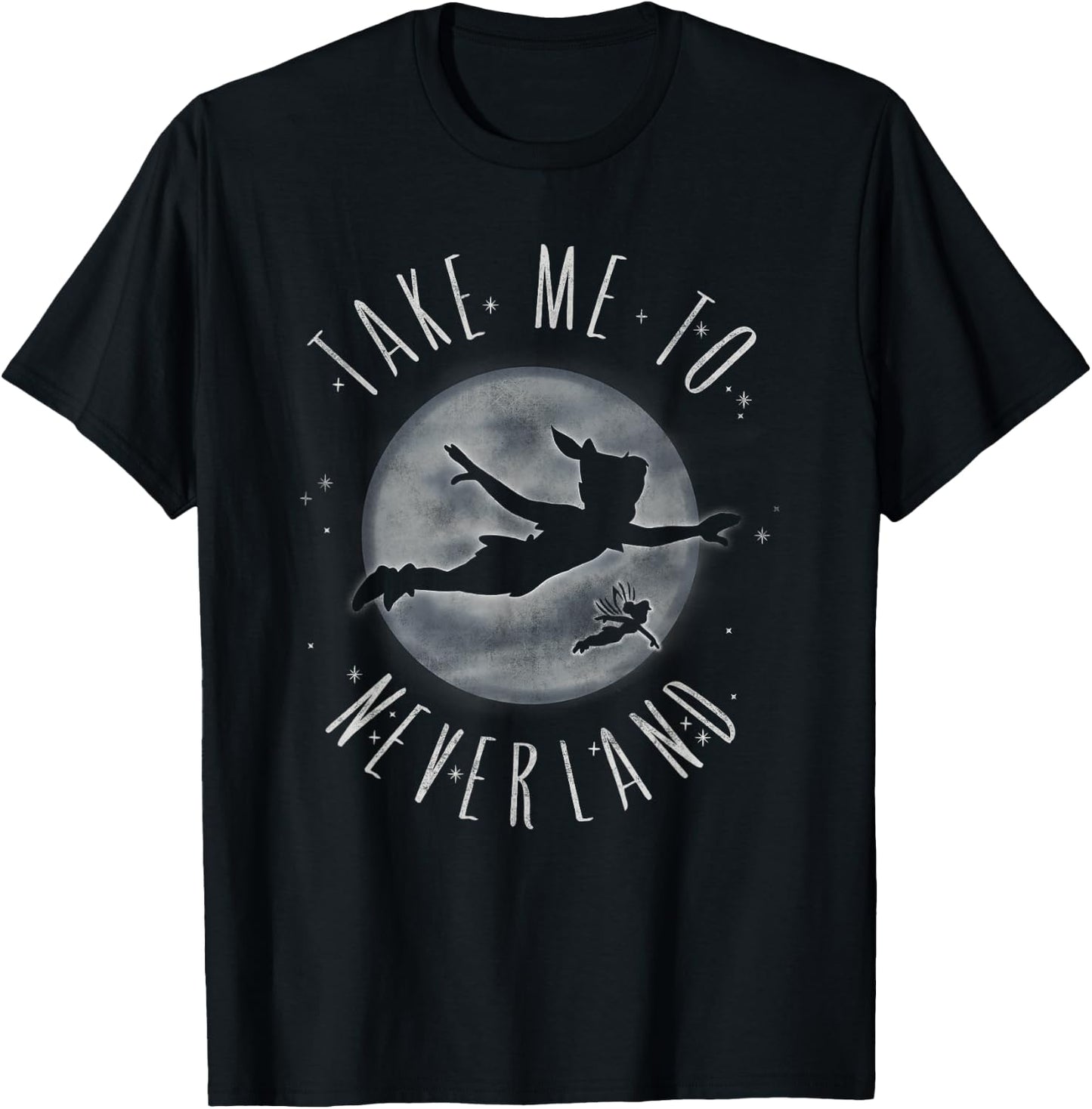 Disney Peter Pan Take Ne To Neverland Flying Silhouette T-Shirt - T-Shirt | Black