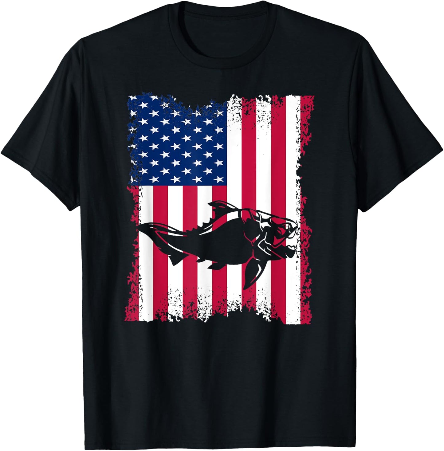 Dunkleosteus Lover Vintage US Flag Dunkleosteus T-Shirt - T-Shirt | Black