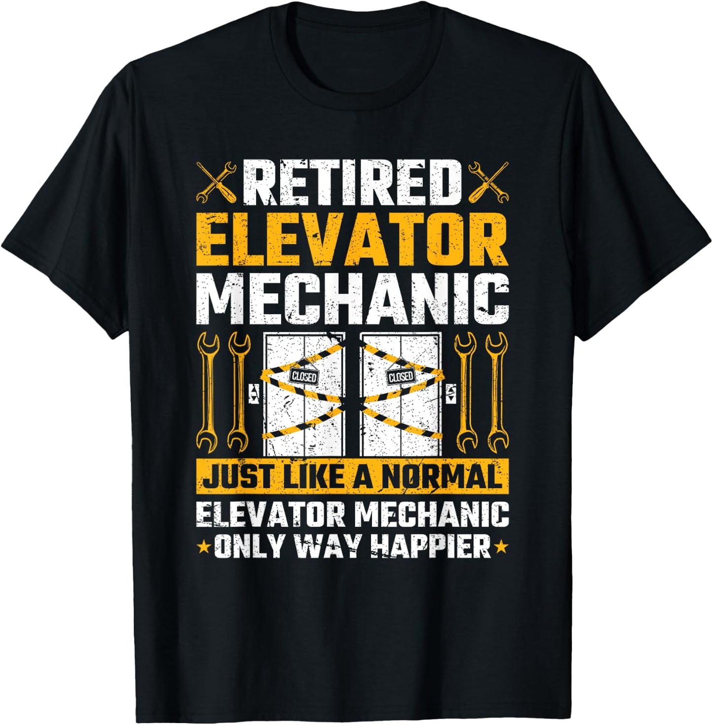 Retired Elevator Mechanic Elevator Technician Inspector T-Shirt - T-Shirt | Black