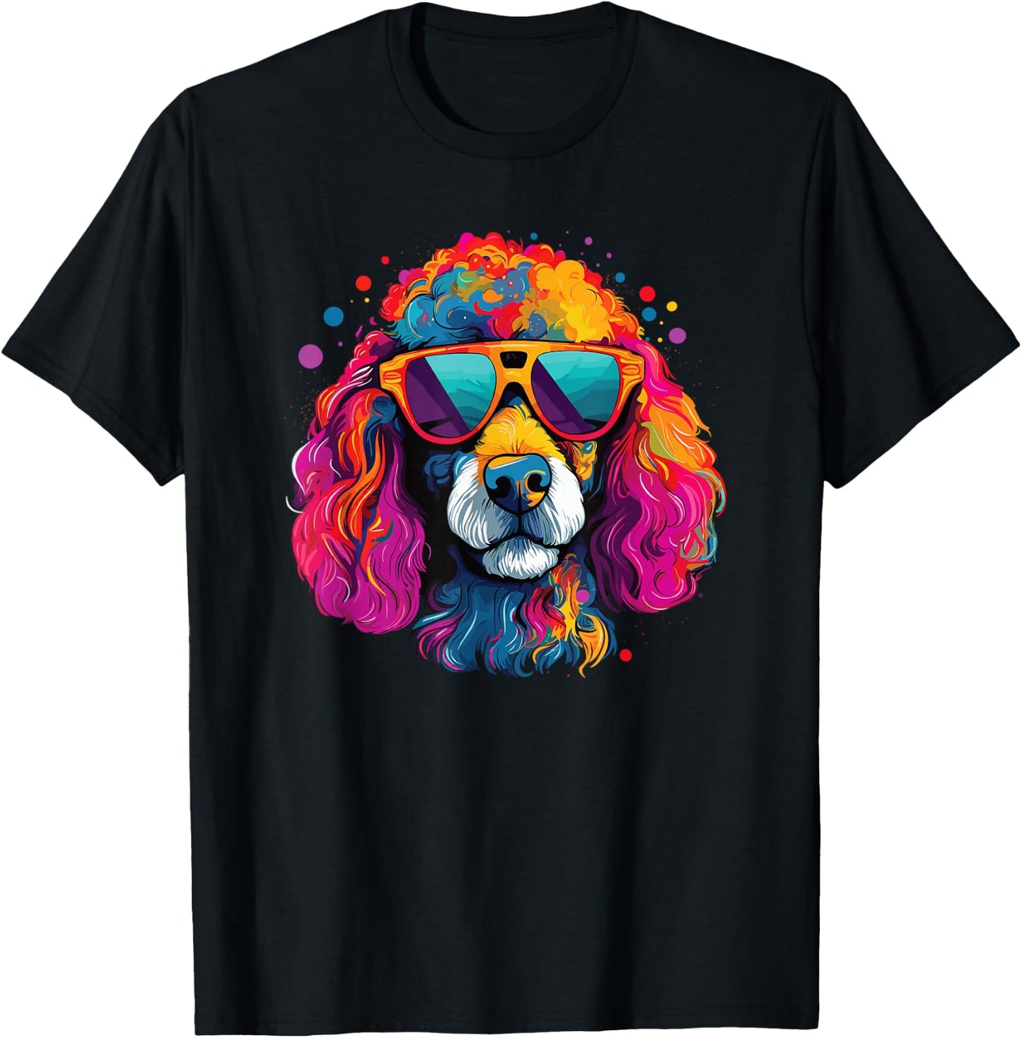 Watercolor Colorful Poodle Dogs T-Shirt - T-Shirt | Black