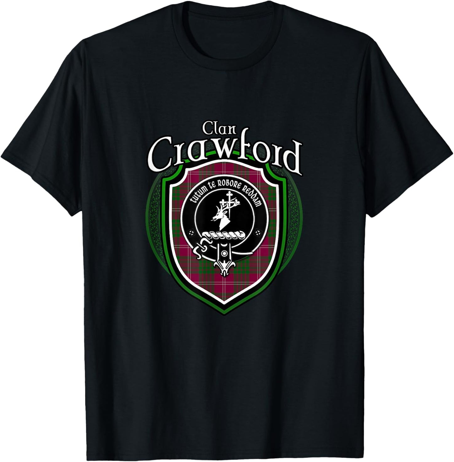 Crawford Clan Crest | Scottish Clan Crawford Family Badge T-Shirt - T-Shirt | Black