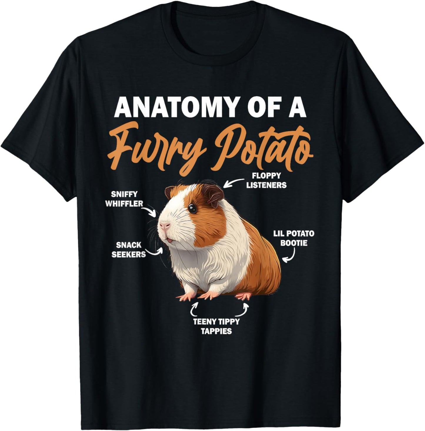 Guinea Pig Shirt Anatomy Of A Furry Potato Guinea Pig Funny T-Shirt - T-Shirt | Black