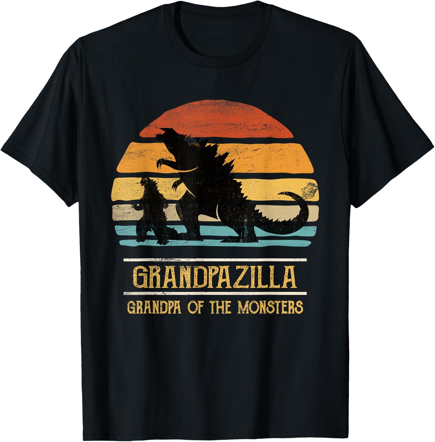 Grandpa Of Monsters Matching Family Birthday Halloween T-Shirt - T-Shirt | Black