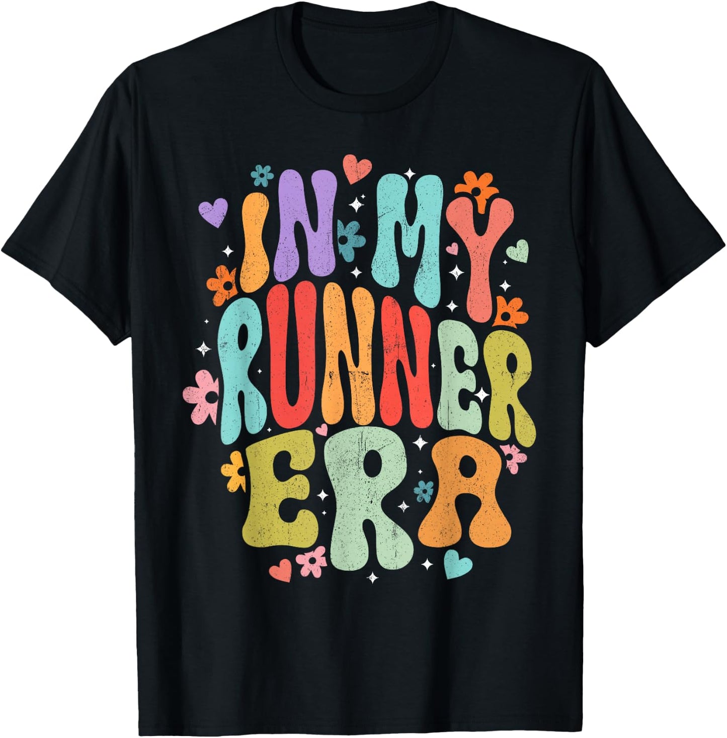 In My Runner Era Funny Marathon Running Lover Groovy T-Shirt - T-Shirt | Black