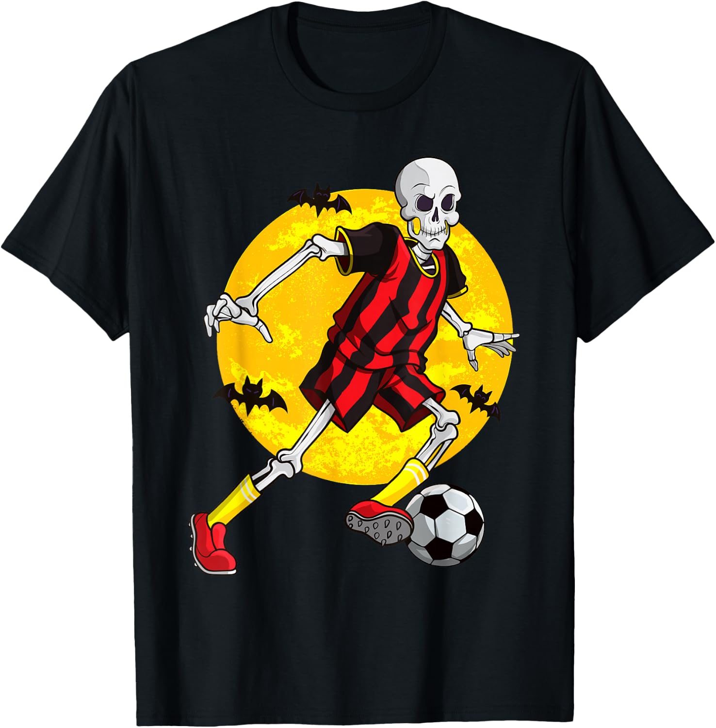 Soccer Skeleton Funny Halloween Costume Sports Player Fan T-Shirt - T-Shirt | Black