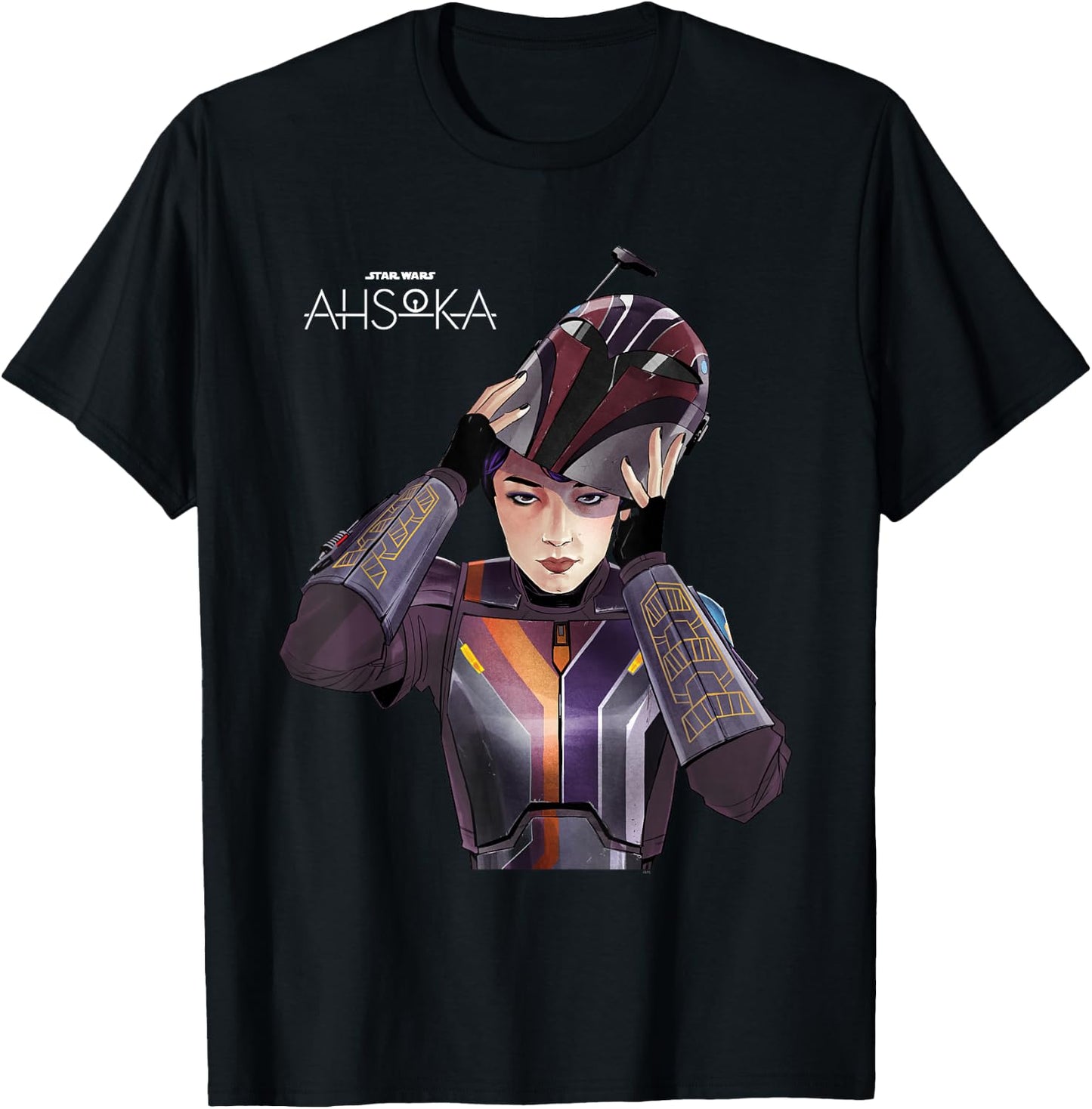 Star Wars Ahsoka Sabine Wren with Mandalorian Helmet Disney+ T-Shirt - T-Shirt | Black
