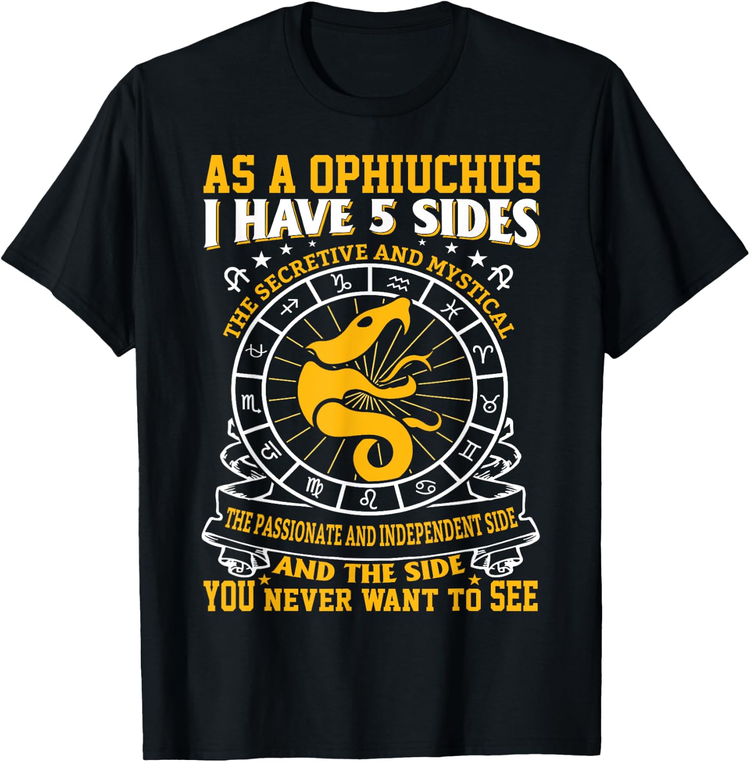 Fancy Ophiuchus November December Zodiac Design T-Shirt - T-Shirt | Black