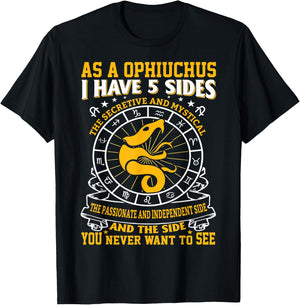 Fancy Ophiuchus November December Zodiac Design T-Shirt - T-Shirt | Black