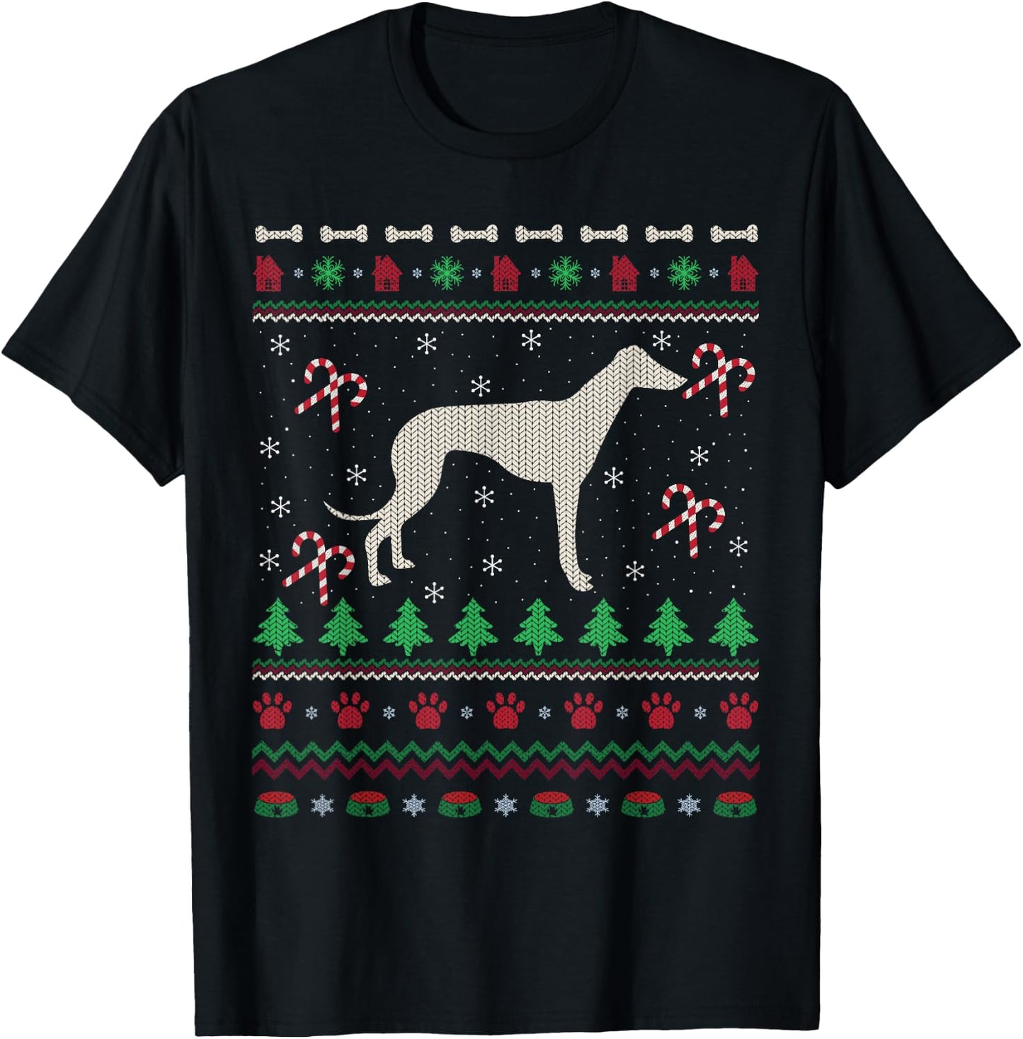 Ugly Xmas Sweater Santa Italian Greyhound Dog Christmas Men Women Kids T-Shirt - T-Shirt | Black