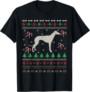 Ugly Xmas Sweater Santa Italian Greyhound Dog Christmas Men Women Kids T-Shirt - T-Shirt | Black
