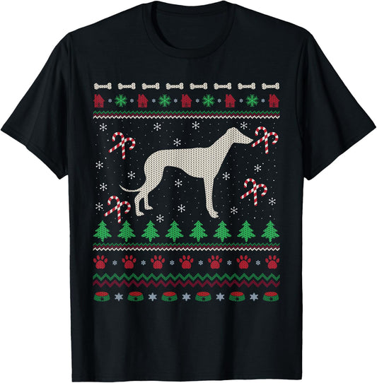 Ugly Xmas Sweater Santa Italian Greyhound Dog Christmas Men Women Kids T-Shirt - T-Shirt | Black