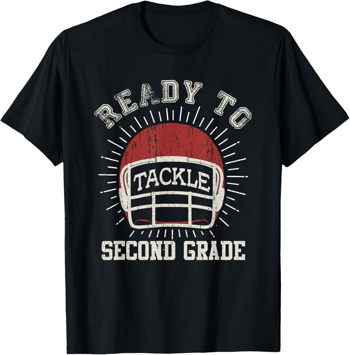 Ready To Tackle 2nd Grade Back To School Football T-Shirt - T-Shirt | Black