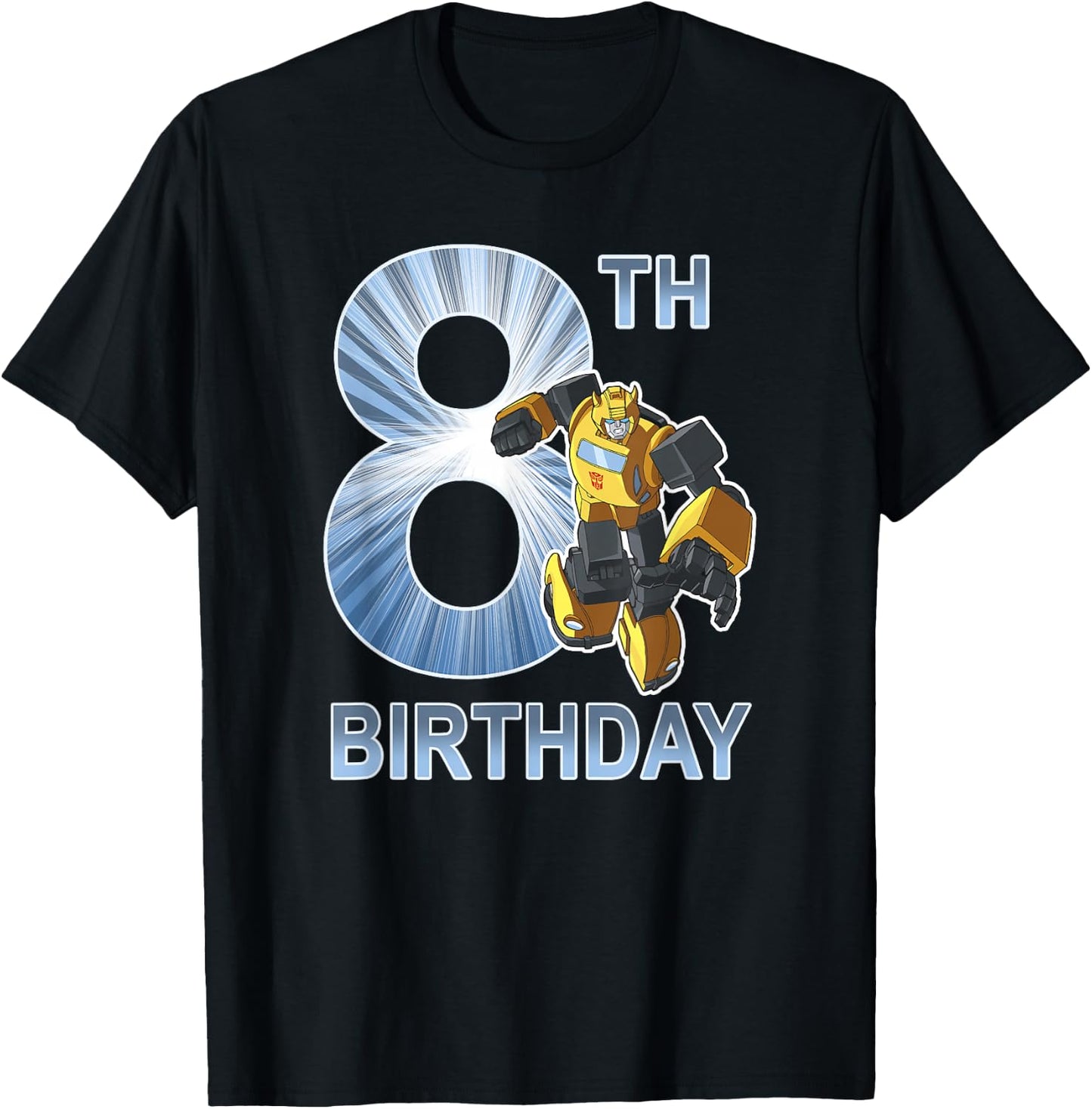 Transformers Bumblebee 8th Birthday Light Shine Fill Poster T-Shirt - T-Shirt | Black
