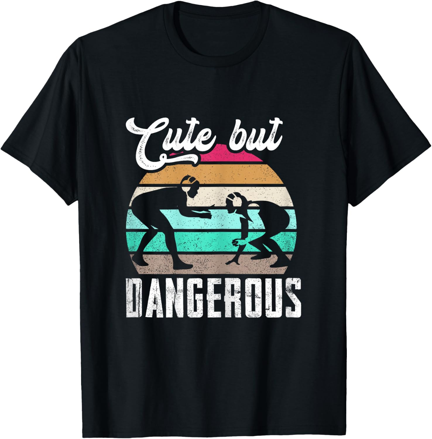 Cute But Dangerous Girls Wrestling Women Teen Girls T-Shirt - T-Shirt | Black