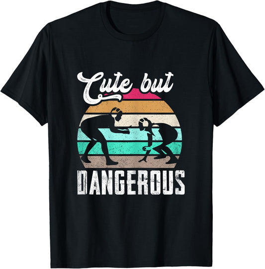 Cute But Dangerous Girls Wrestling Women Teen Girls T-Shirt - T-Shirt | Black