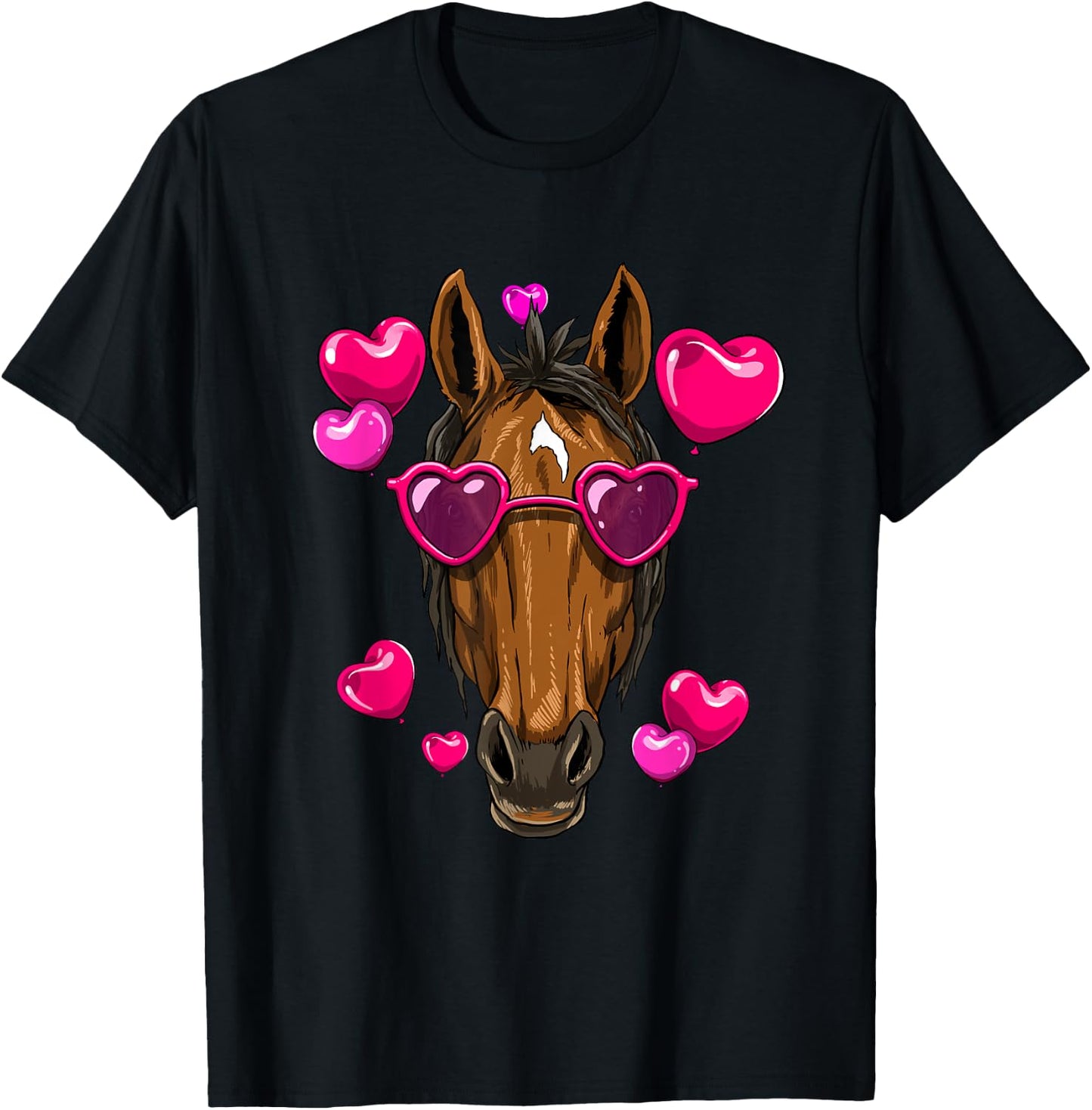 Horse Valentines Day Heart Love Couples Horse Lover Cowboy T-Shirt - T-Shirt | Black